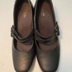 Clarks Bendables Maryjane Women's Black Double Strap Shoes Size 10W SB-V (Nov)